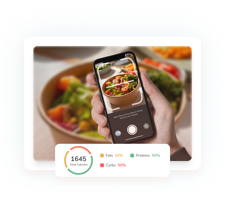 Mobile app preview with nutrition dashboard